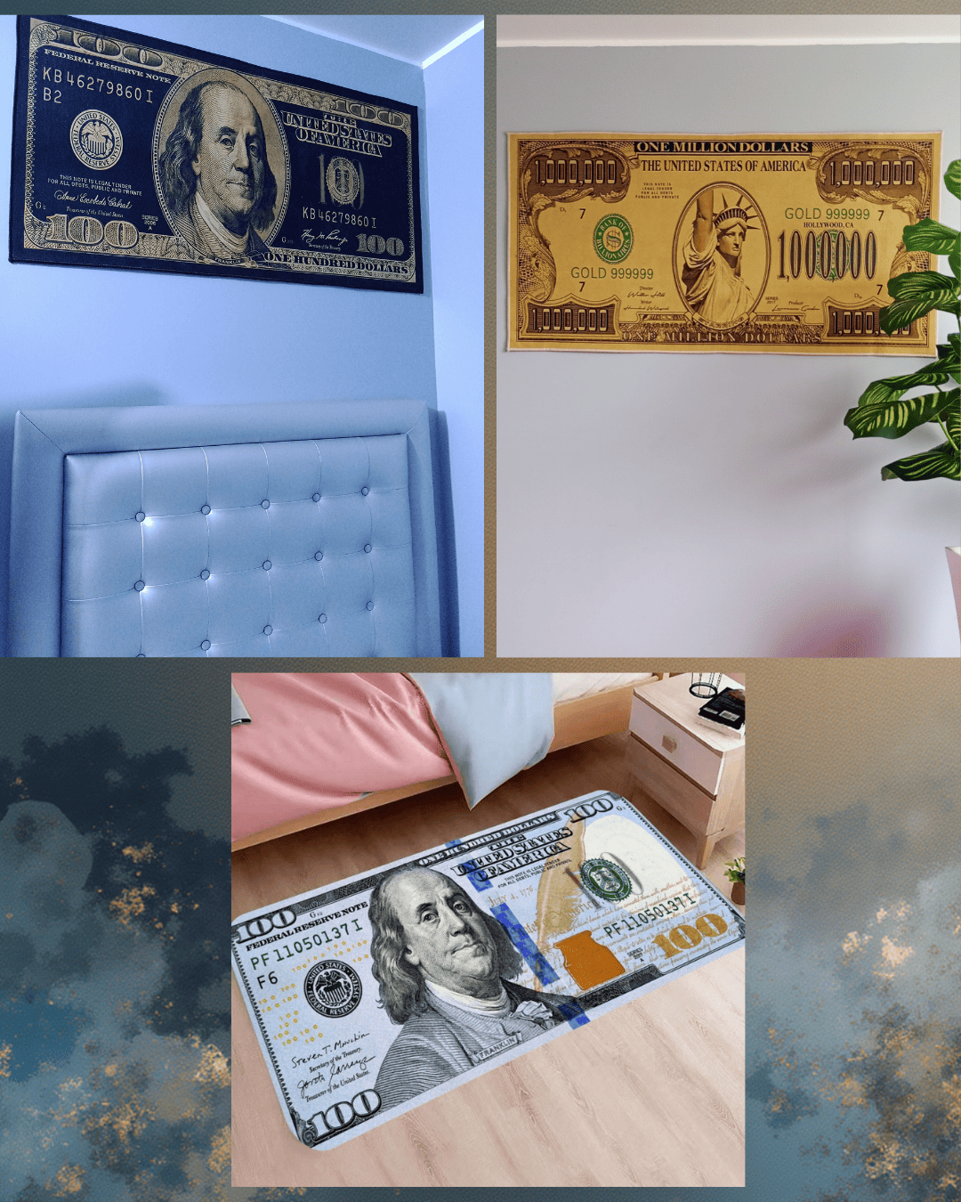 Alfombras DÓLAR 120cm x 60 cm: Tu Toque Mágico para Paredes y Pisos con Estilo y atraer el dinero 💵