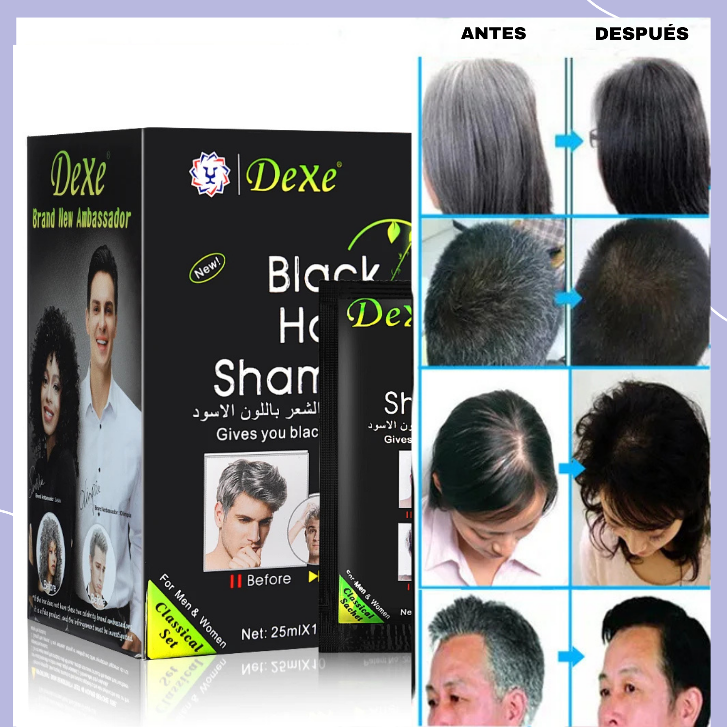 Champú Cubre Canas Dexe - Te hará lucir más joven + ENVÍO GRATIS 🧤🪮👩👨