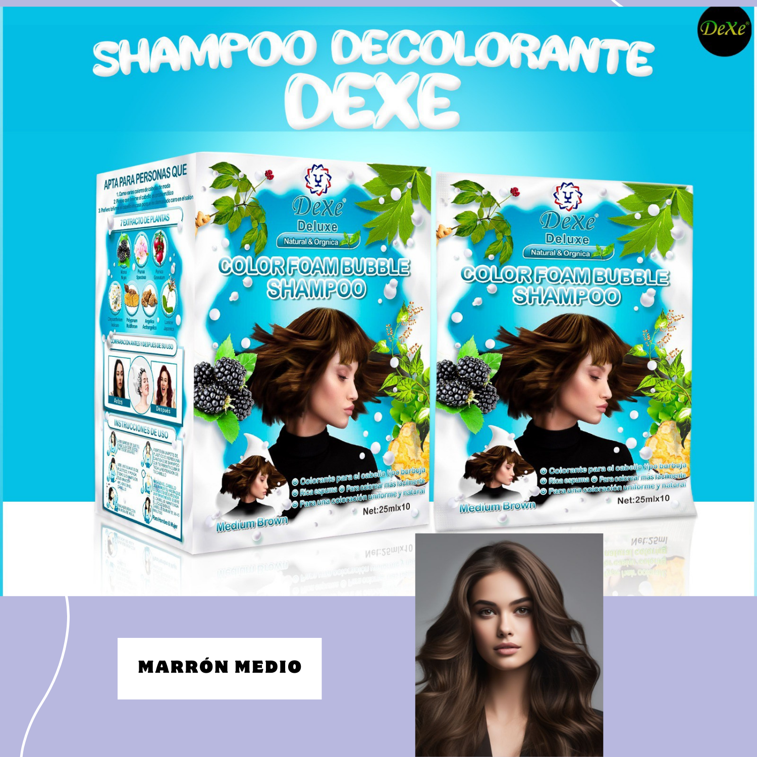 Champú Cubre Canas Dexe - Te hará lucir más joven + ENVÍO GRATIS 🧤🪮👩👨