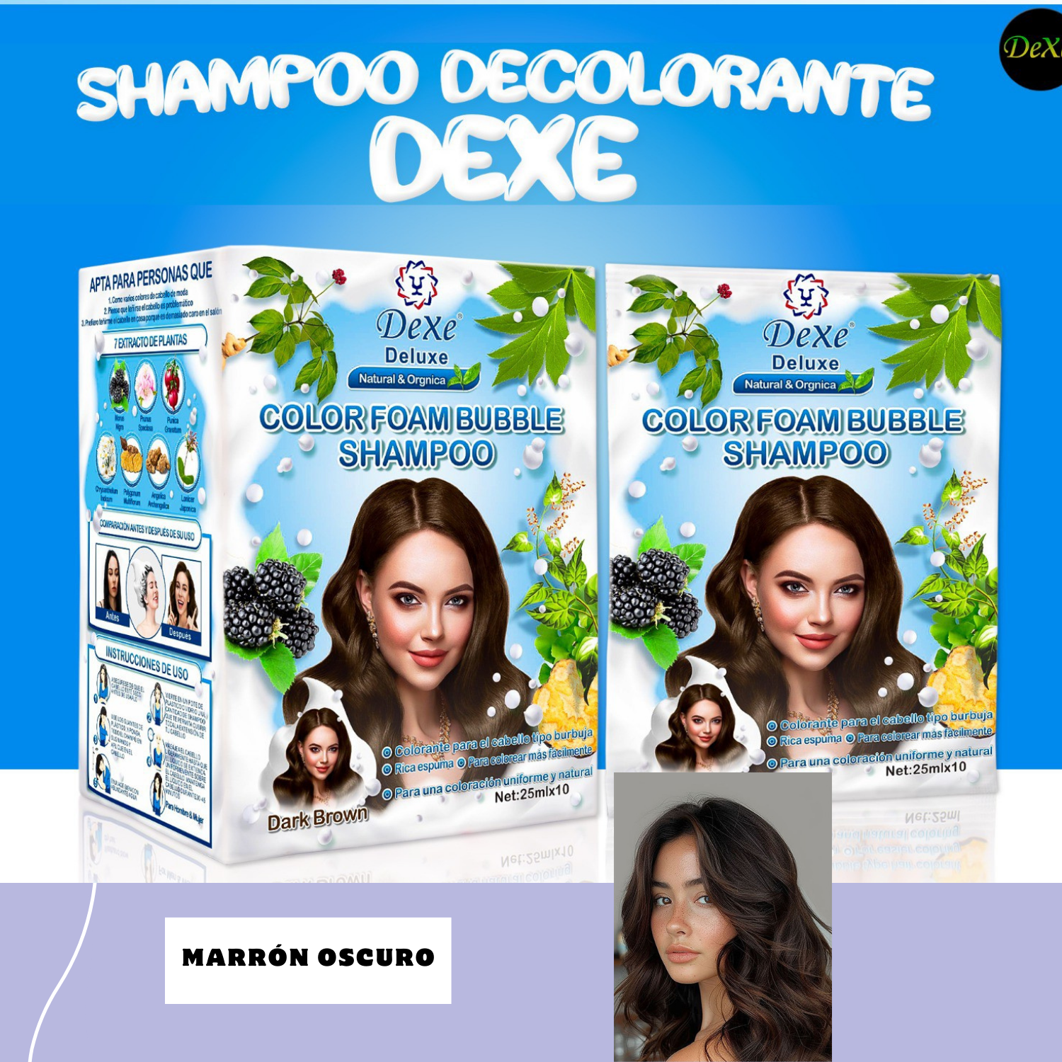 Champú Cubre Canas Dexe - Te hará lucir más joven + ENVÍO GRATIS 🧤🪮👩👨